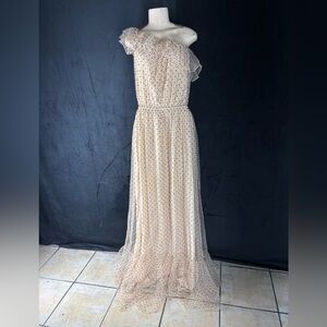 Gucci Beige One-Shoulder Polka Dot Dress by Gucci